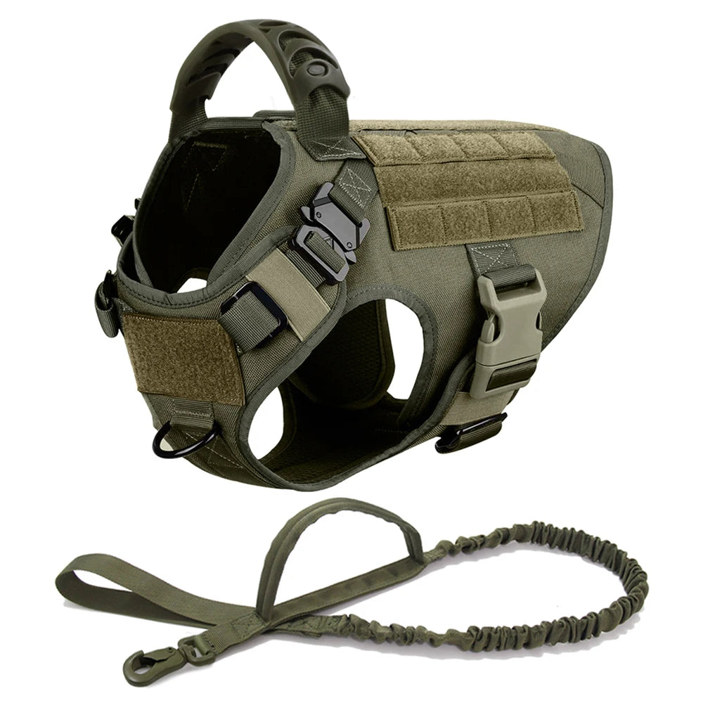Tactical Dog Harness & Leash Set – Military Training Vest for Large Dogs