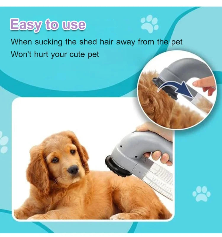 Portable Pet Vacuum Cleaner – Dual-Purpose Electric Hair Remover & Massage Grooming Tool for Cats & Dogs