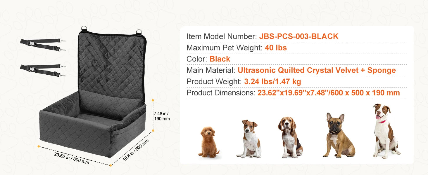 SucceBuy Dog Car Seat – Waterproof Booster Seat & Travel Bed for Medium & Large Dogs