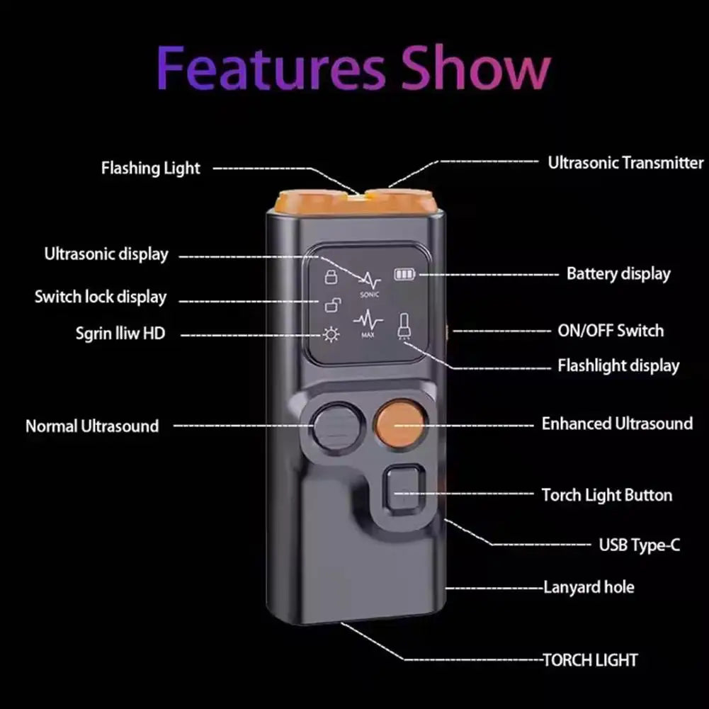 Dog Repeller Tool – Handheld Anti-Bark LED Training Flashlight