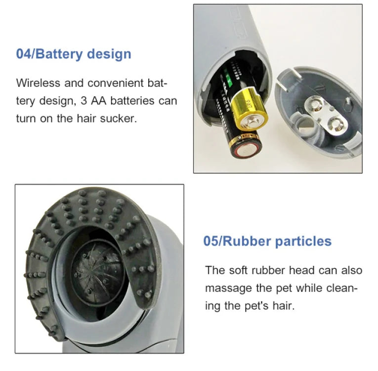 Portable Pet Vacuum Cleaner – Dual-Purpose Electric Hair Remover & Massage Grooming Tool for Cats & Dogs