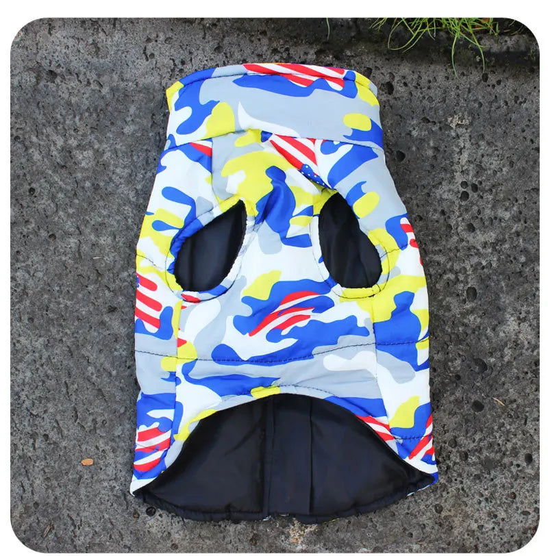 Fashion Waterproof Dog Jacket – Warm Winter Coat with Harness Buckle for Large Dogs
