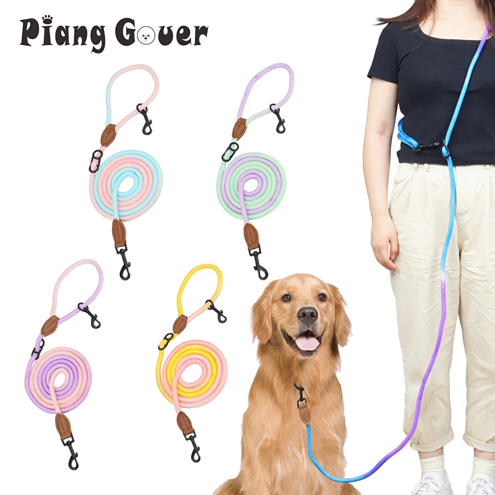Double Head Crossbody Dog Leash – Training & Walking Rope Lead for Dogs & Cats