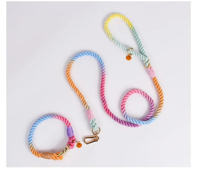 Hand-Woven Cotton Rope Dog Collar & Leash Set – Medium & Large Dogs