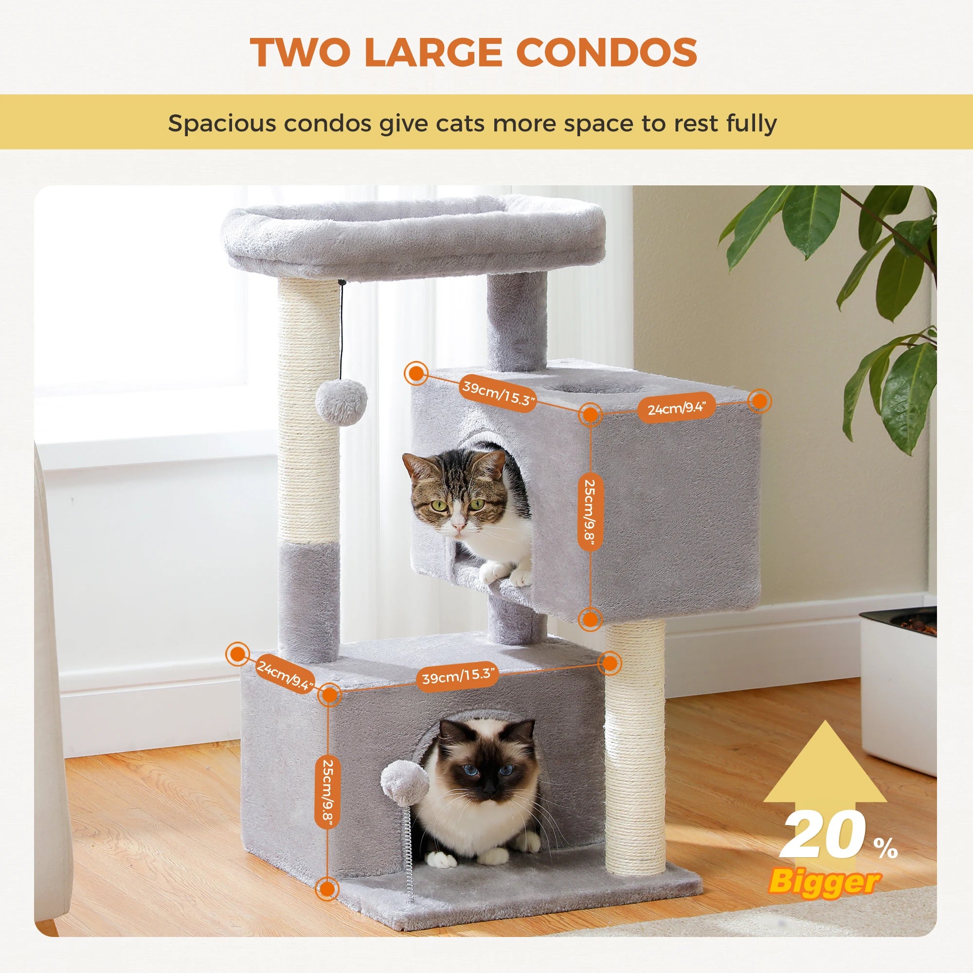 Large Multi-Level Cat Tree – Indoor Cat Tower with Condos, Scratching Pads & Toys