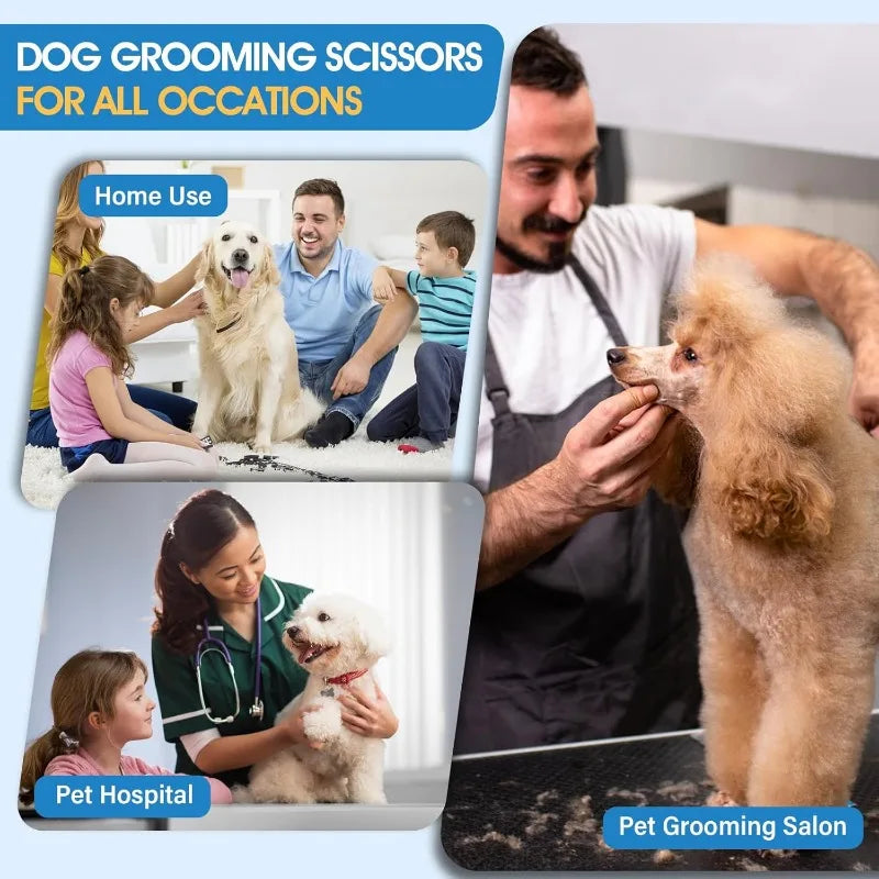 6-in-1 Professional Dog Grooming Scissors Kit – 7.5" Shears, Thinning & Chunker Set