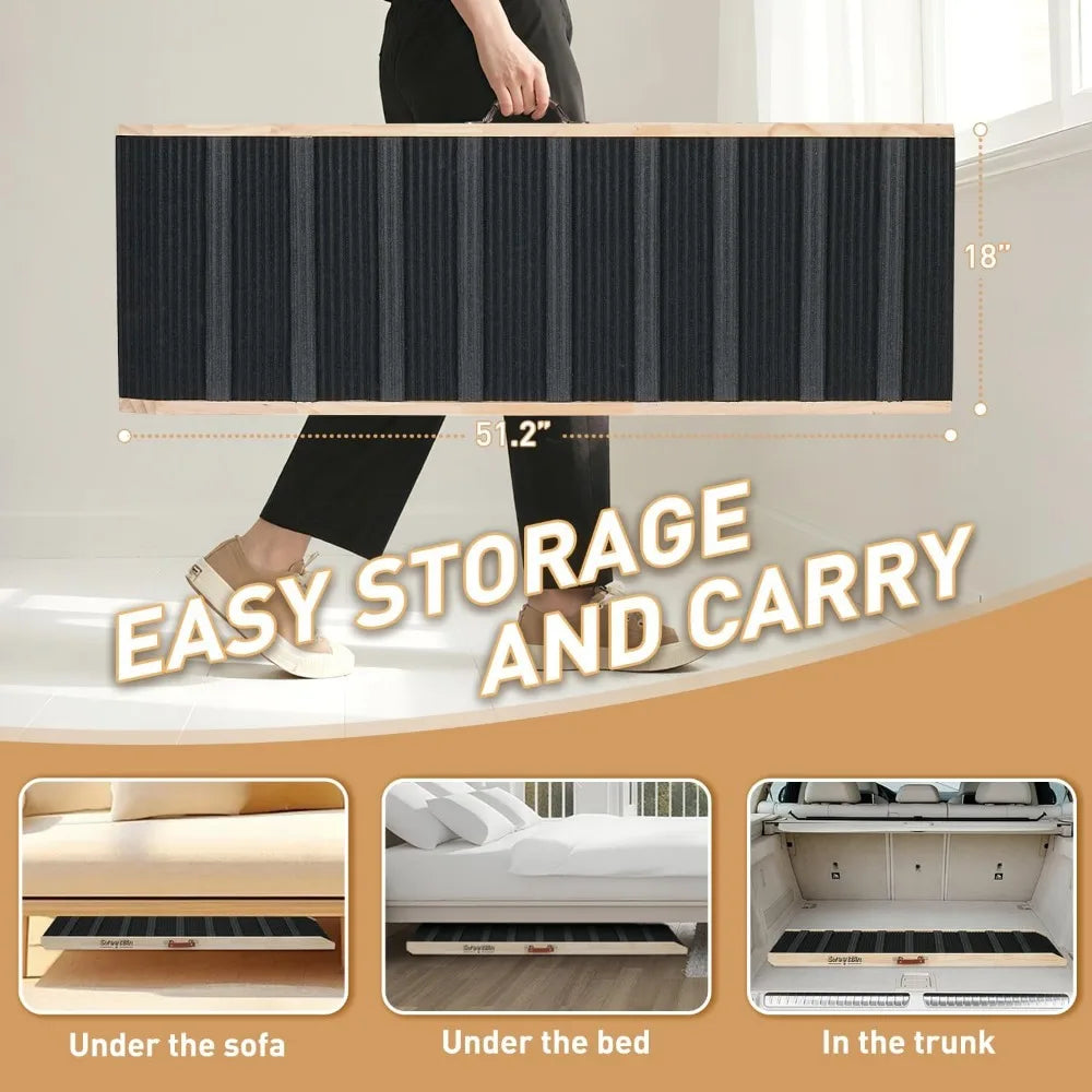 51" Foldable Dog Ramp – Portable High-Traction Pet Ramp for Cars, Beds & Couches