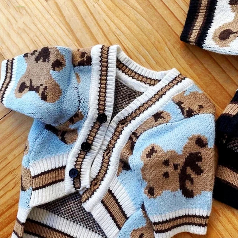 Luxury Striped Pet Cardigan Sweater – Warm Knit Outfit for Small Dogs & Cats (Chihuahua, Bichon Frise, Puppies & Kittens)