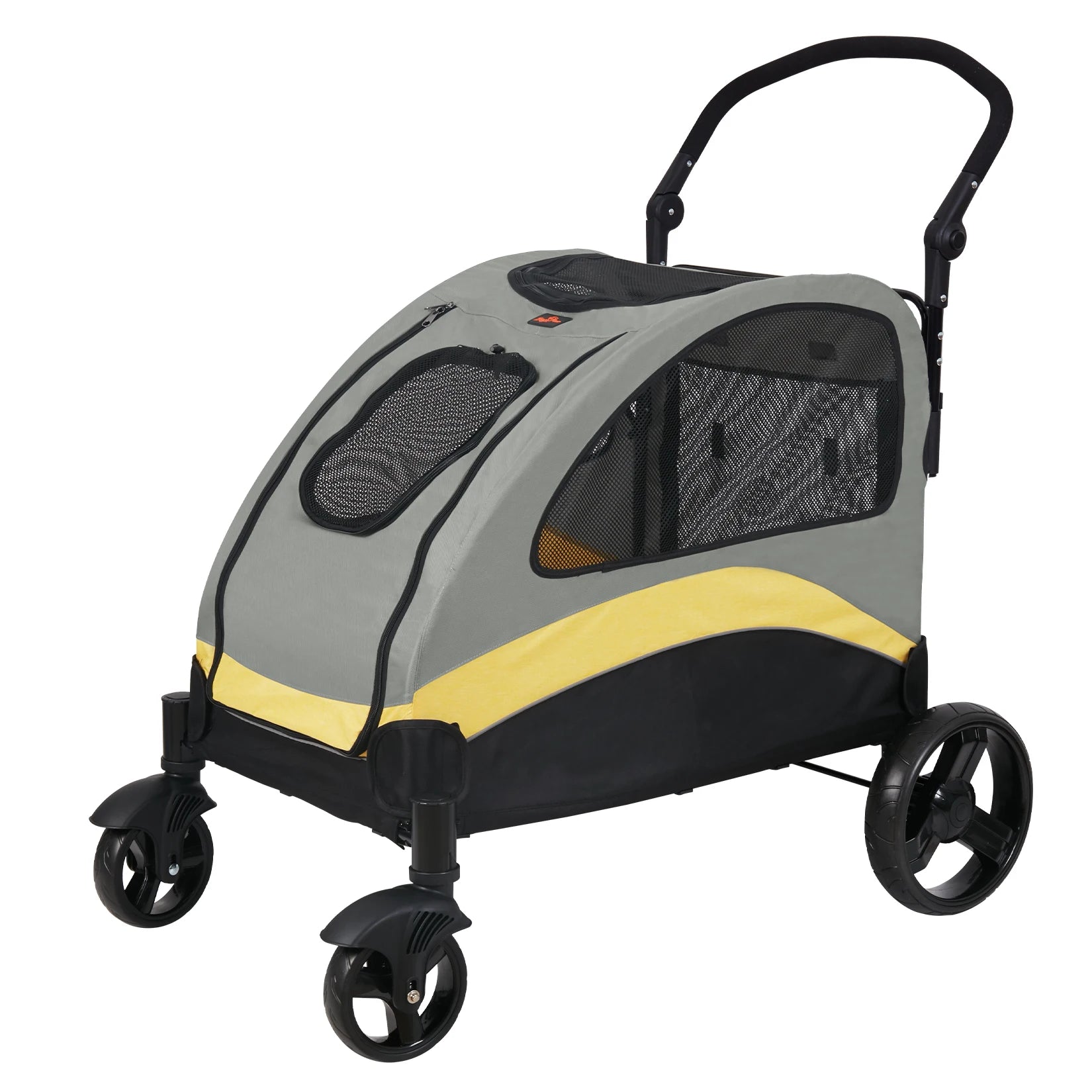 Large 4-Wheel Dog Stroller – Foldable Double Pet Carrier up to 121 lbs