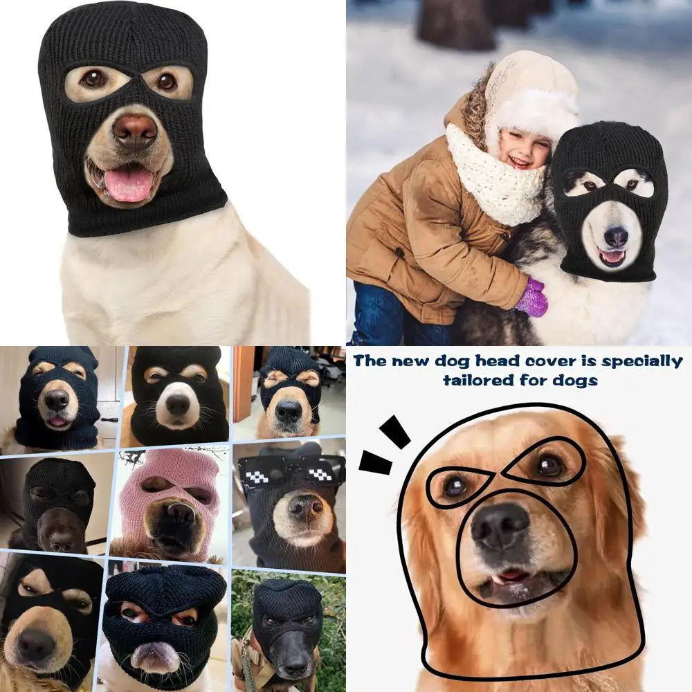 HOWWFALY Dog Costume Hat – Halloween & Christmas Pet Earmuffs, Noise Protection Knitted Warm Hat, Robbers & Thieves Funny Mask