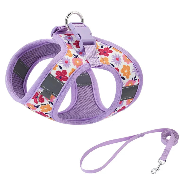 HP386 Pet Harness & Leash Set – Printed Vest Harness with 1.5m Rope