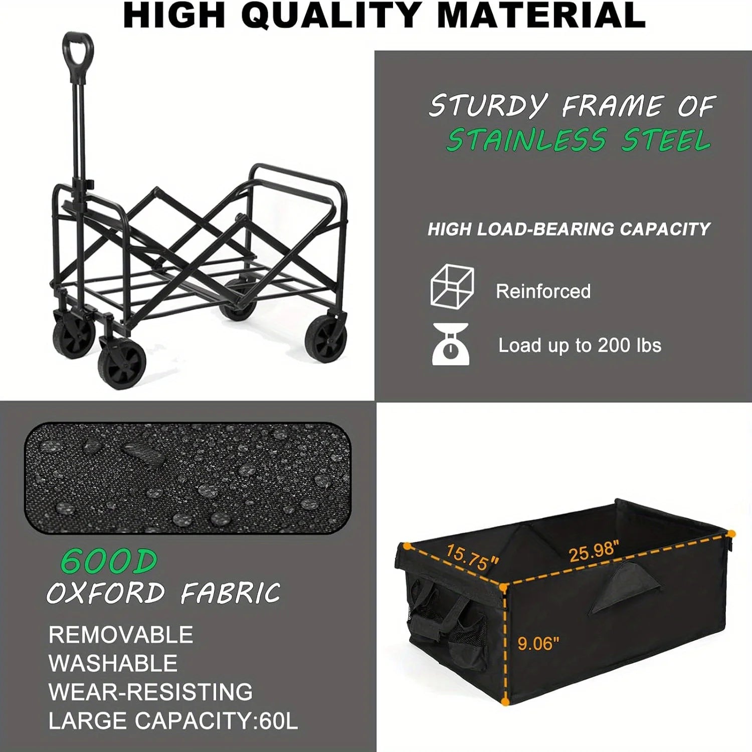Collapsible Folding Beach Wagon – Large Capacity Utility Cart with All-Terrain Wheels