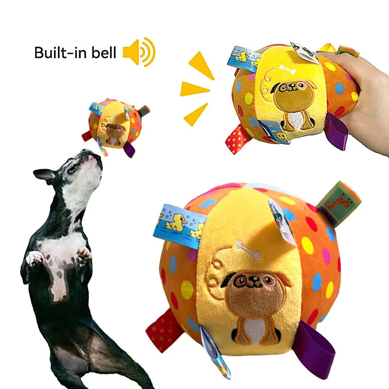Plush Dog Vocal Toy Ball – Interactive Chew Toy with Bell, Tooth Cleaning, Fun for Dogs & Cats