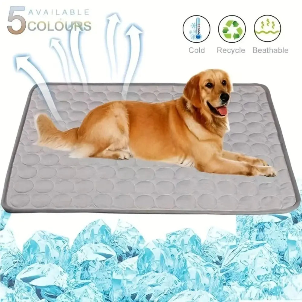 Cool Ice Silk Pet Cooling Mat – Moisture-Proof Summer Sleeping Pad for Dogs, Cats & Small Animals (5 Sizes Available)