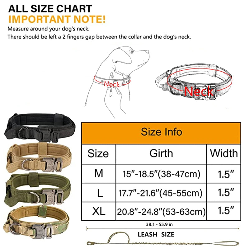 Tactical Dog Collar & Leash Set – Adjustable Military Training Gear for Medium & Large Dogs