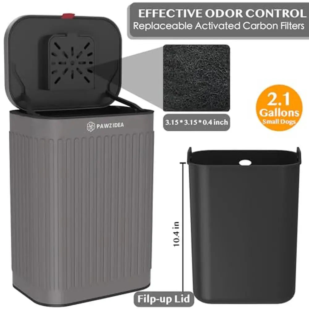 Outdoor Wall-Mount Dog Waste Bin – 2.1 Gallon Trash Can with Lid & Odor Control | No-Smell Poop Disposal for Fence or Wall Hanging