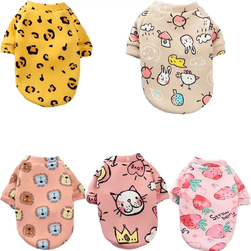 Cartoon Pet Hoodie – Winter Sweatshirt Coat for Small Dogs & Cats