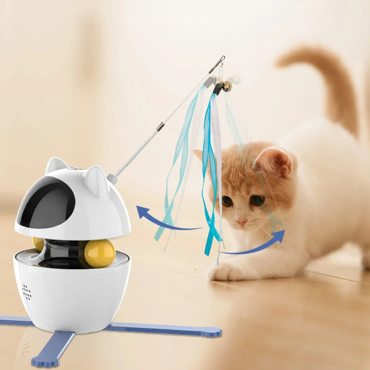 Interactive Cat Laser Toy – Rechargeable with Feathers & Adjustable Angle