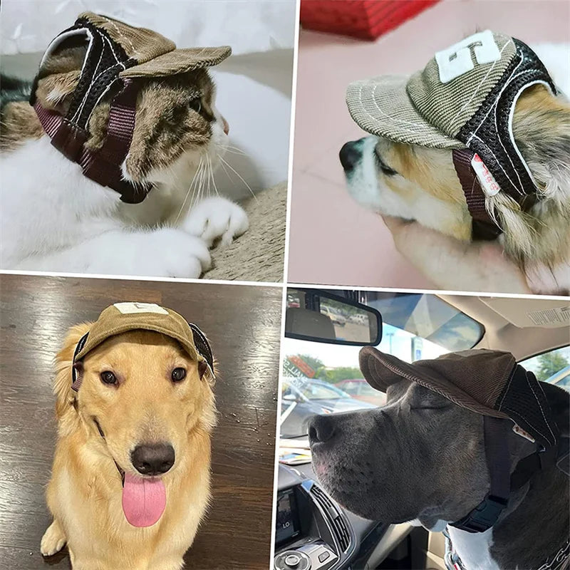 Dog Baseball Cap – Adjustable Outdoor Sunscreen Hat with Ear Holes for Small, Medium & Large Dogs