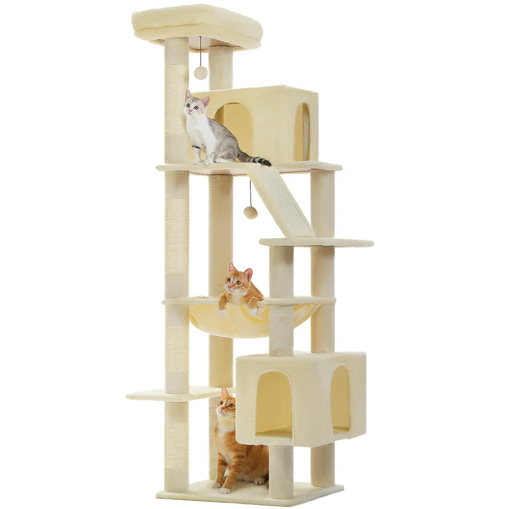 180cm Large Cat Tree Tower – Multi-Level Cat Condo with Hammock, Spacious Perch & Sisal Scratching Posts