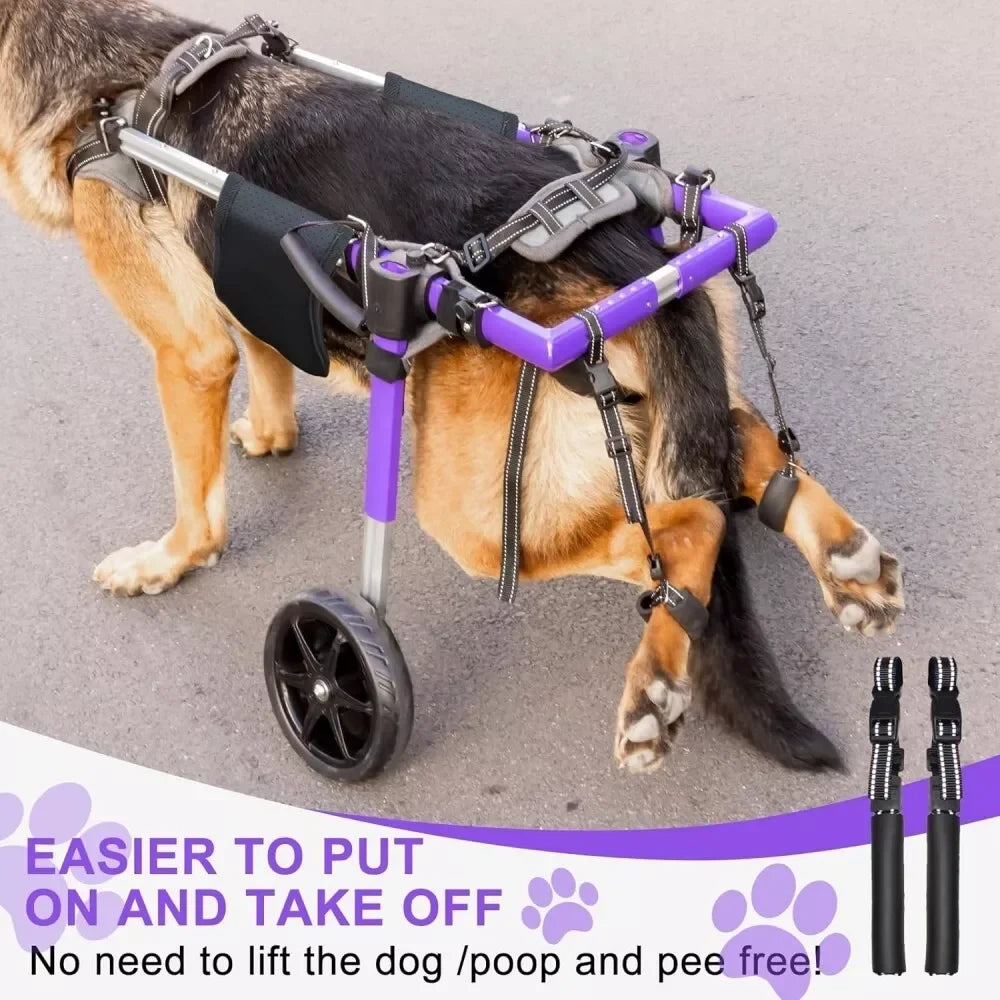 Dog Wheelchair for Back Legs – Lightweight Aluminum Frame with All-Terrain Wheels | Mobility Support for Large Dogs