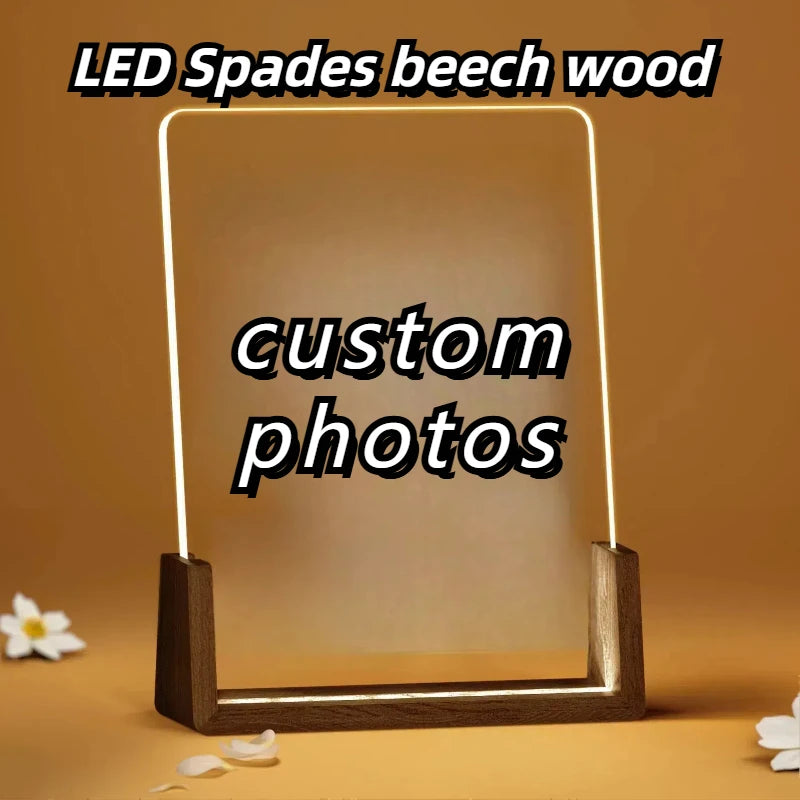 Custom Pet Photo LED Night Light – Acrylic & Wooden Stand