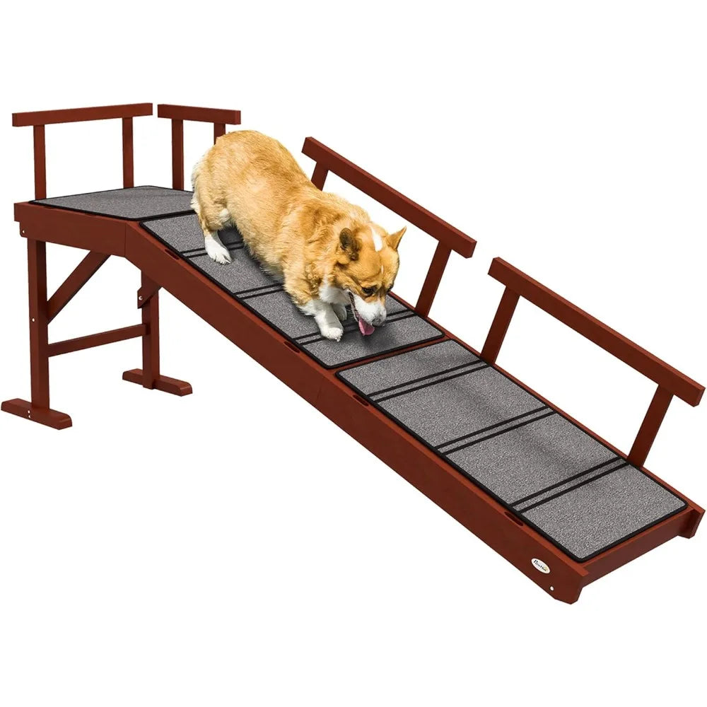 60" Dog Ramp with Removable Guardrails – Non-Slip Pet Ramp for Bed & Couch
