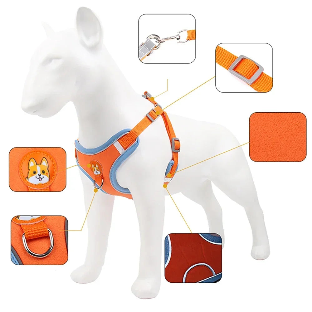 No Pull Harness & Leash Set – Adjustable Reflective Pet Vest for Small Dogs & Cats