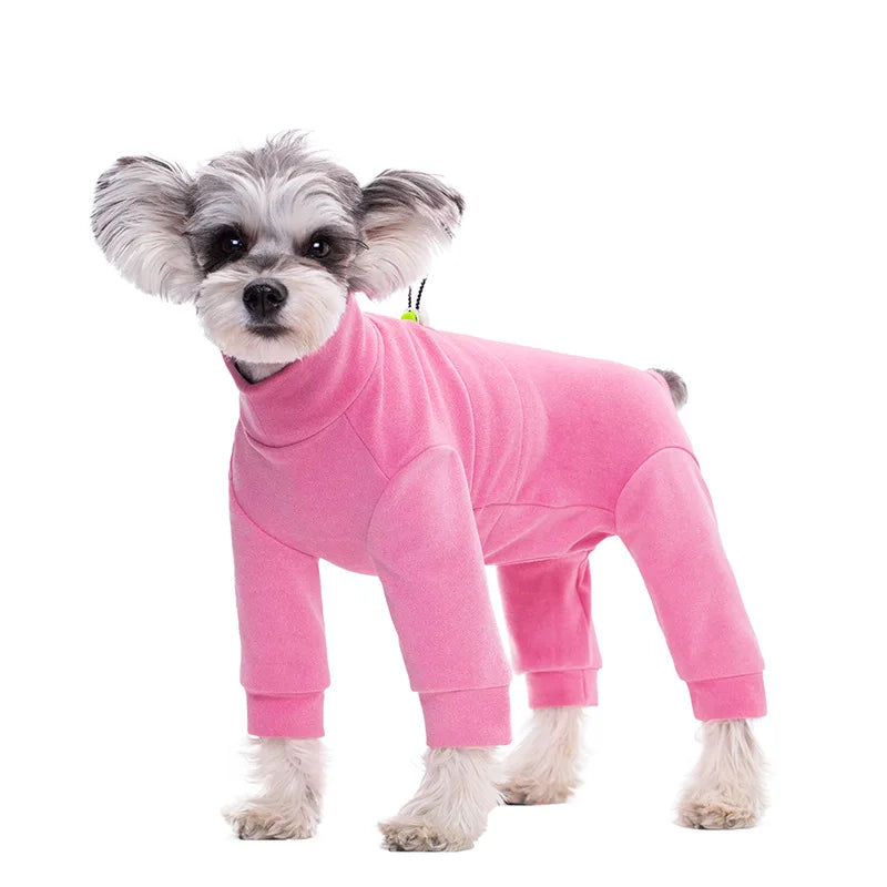 Winter Dog Pajamas – Soft Velvet Warm Jumpsuit for Small Dogs with High Neck