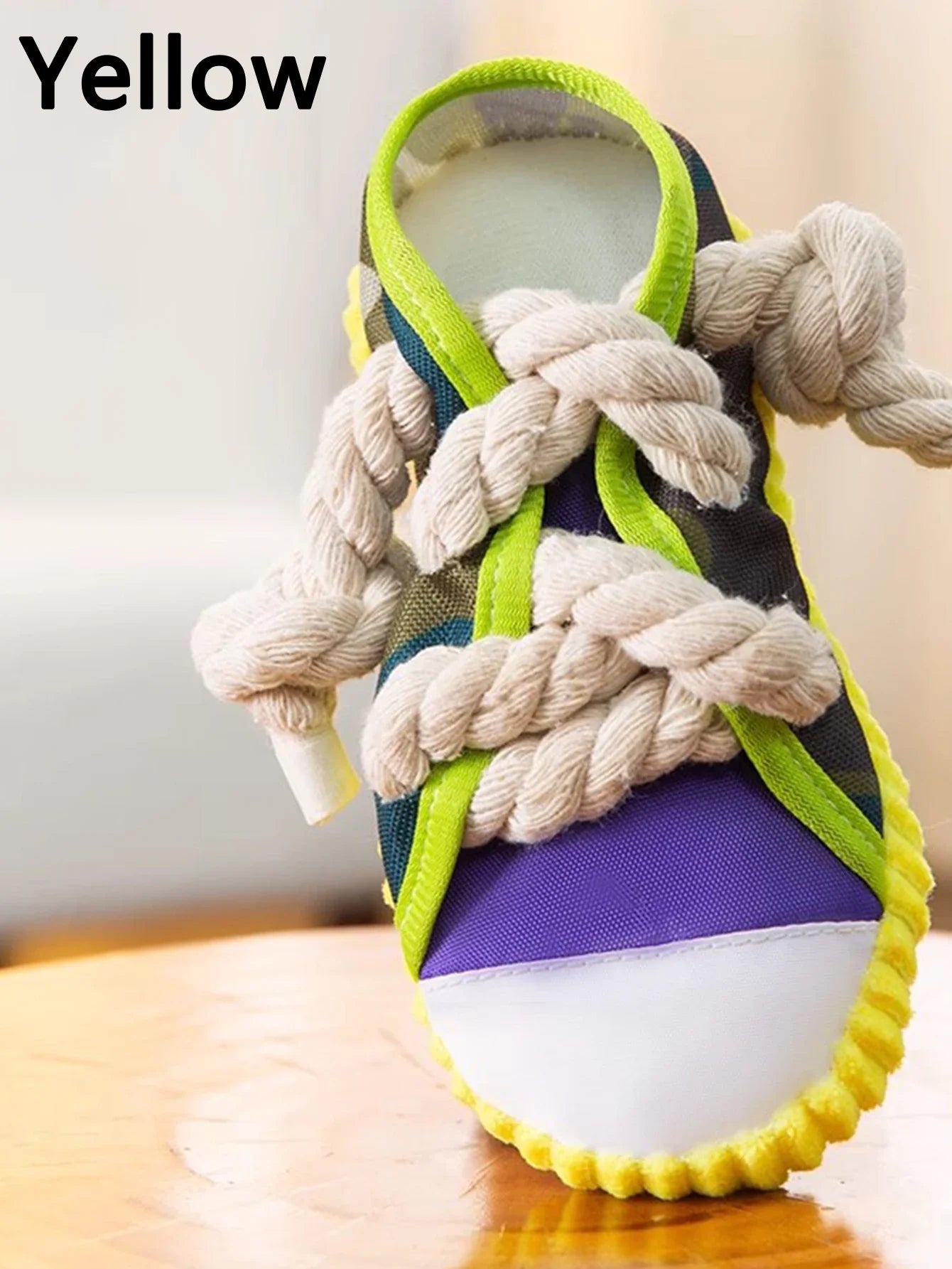 Sneaker-Shaped Dog Chew Toy – With Rope Knots & Squeaky Ball for Aggressive Chewers