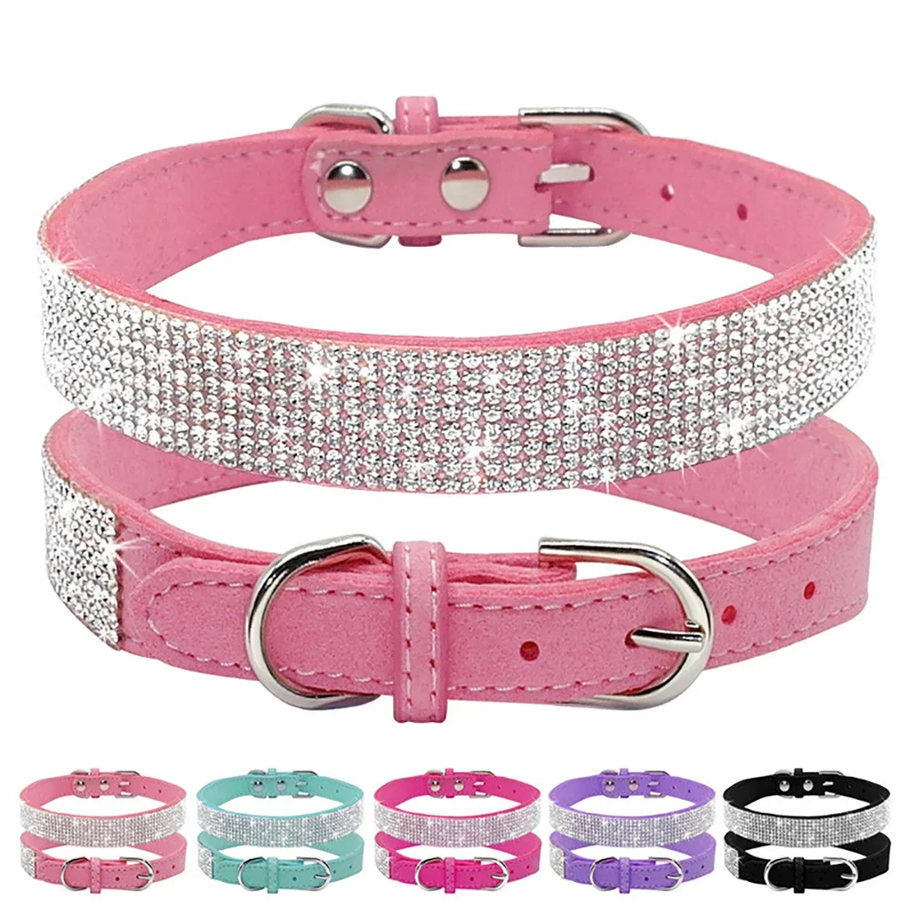 Crystal Glitter Rhinestone Dog Collar – Sparkling Pet Collar with Zinc Alloy Buckle for Small & Medium Dogs and Cats