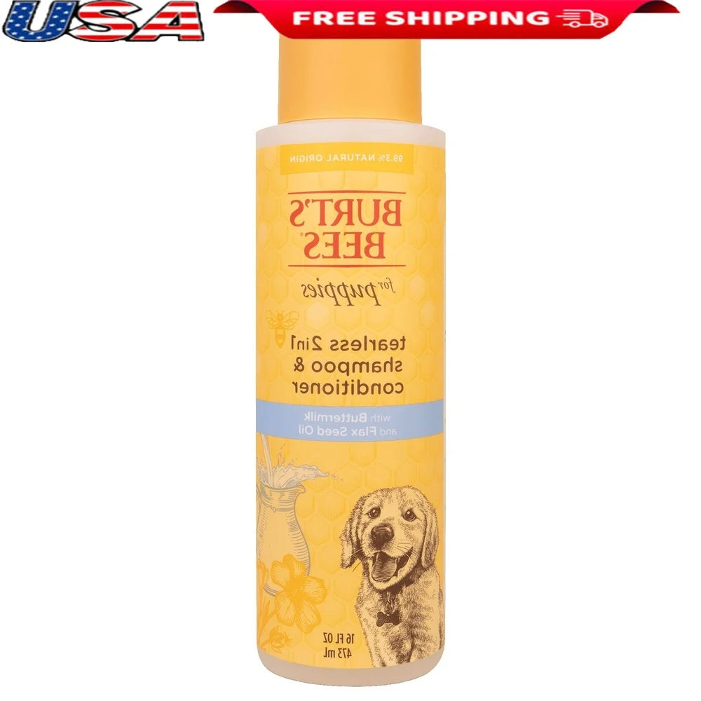Natural Tearless 2-in-1 Dog Shampoo & Conditioner – Gentle Buttermilk & Linseed Oil Formula for Puppies | pH Balanced, Nourishing Pet Care