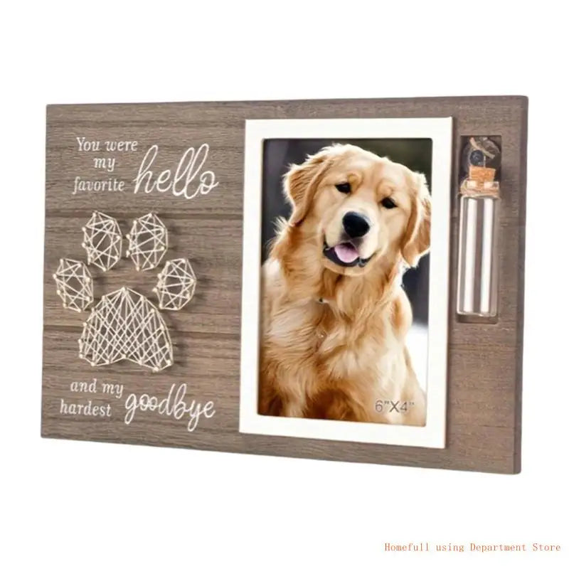 Personalized Pet Memorial Photo Frame with Glass Bottle Keepsake