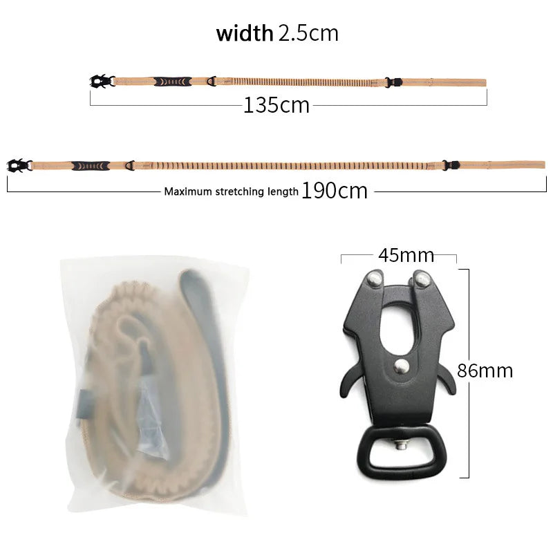 Reflective Tactical Bungee Dog Leash – Heavy-Duty No-Pull Leash for Medium & Large Dogs