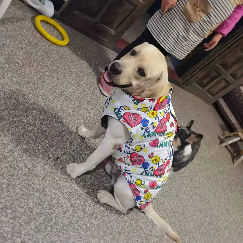 Fashion Waterproof Dog Jacket – Warm Winter Coat with Harness Buckle for Large Dogs