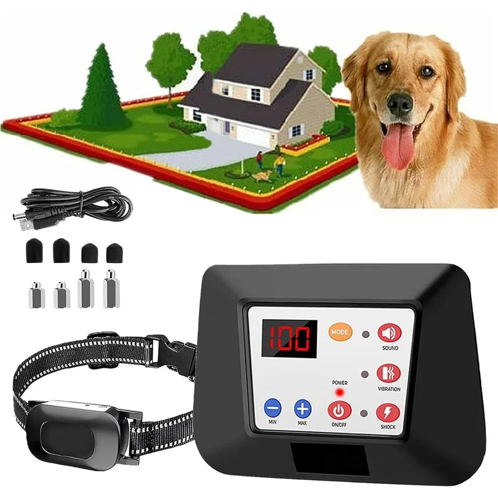 Wireless Dog Fence with Remote Training Collar – Waterproof, Rechargeable, Vibration & Shock (80–164 ft Range)
