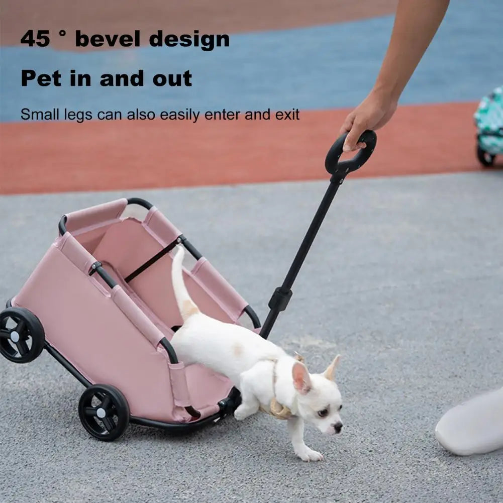 Safe Hair-Free Pet Carrier Stroller – 4-Wheel Folding Cart for Small Dogs & Cats