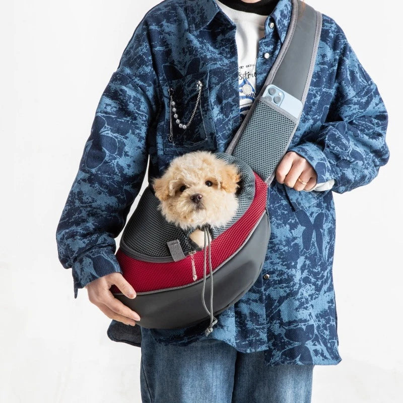 Pet Carrier Sling Backpack – Travel Shoulder Tote with Breathable Mesh for Small Dogs & Cats