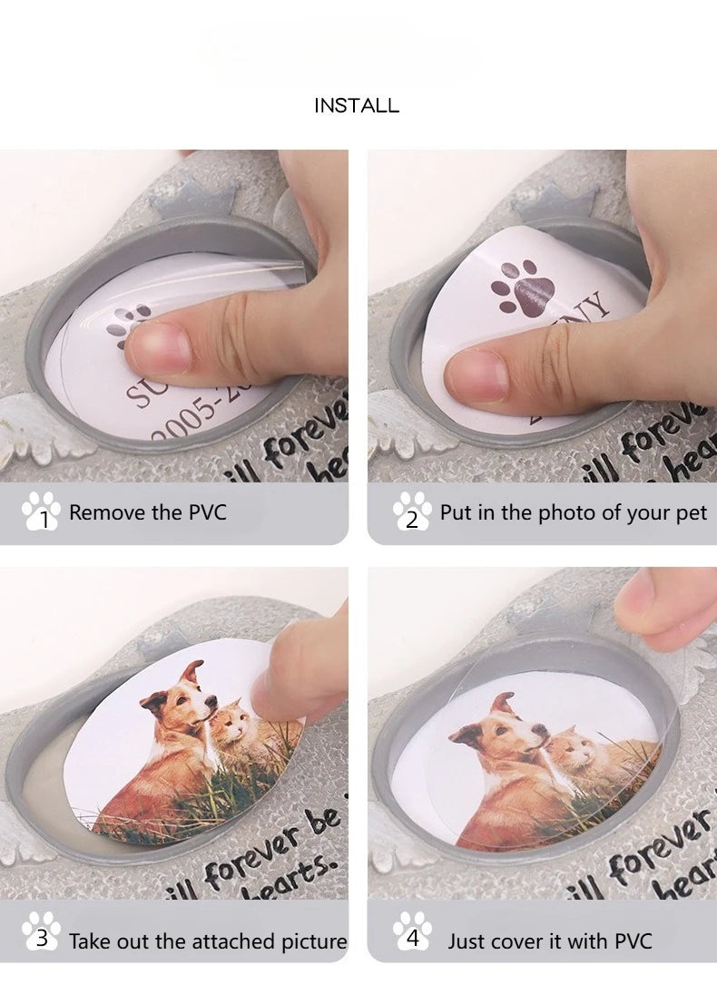 Pet Memorial Gifts for Dogs Cat, Pet Grave Markers with Photo Frames, Loss of Dog Sympathy Gift, Death Sympathy Bereavement