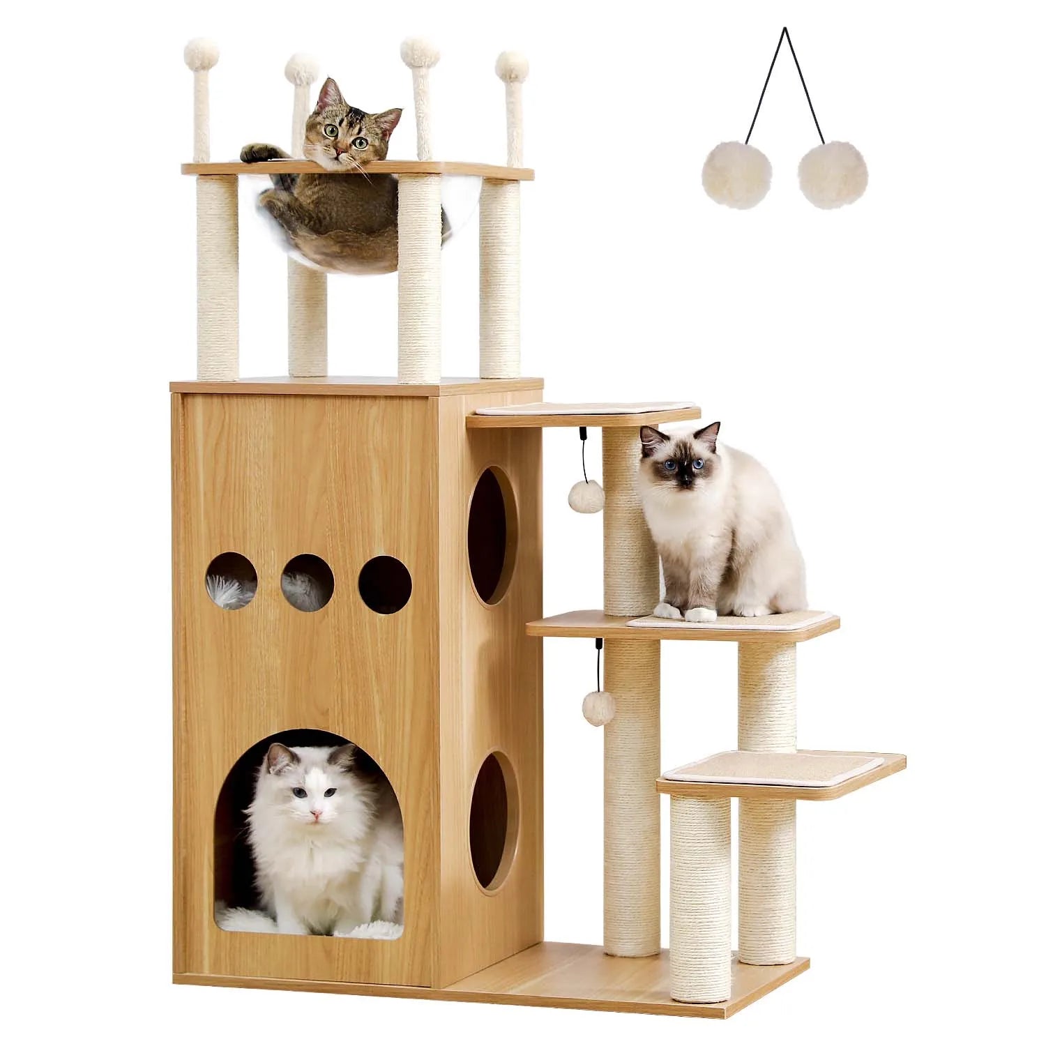 Multi-Level Cat Tree – Condo Tower with Hammock, Scratching Posts & Toys