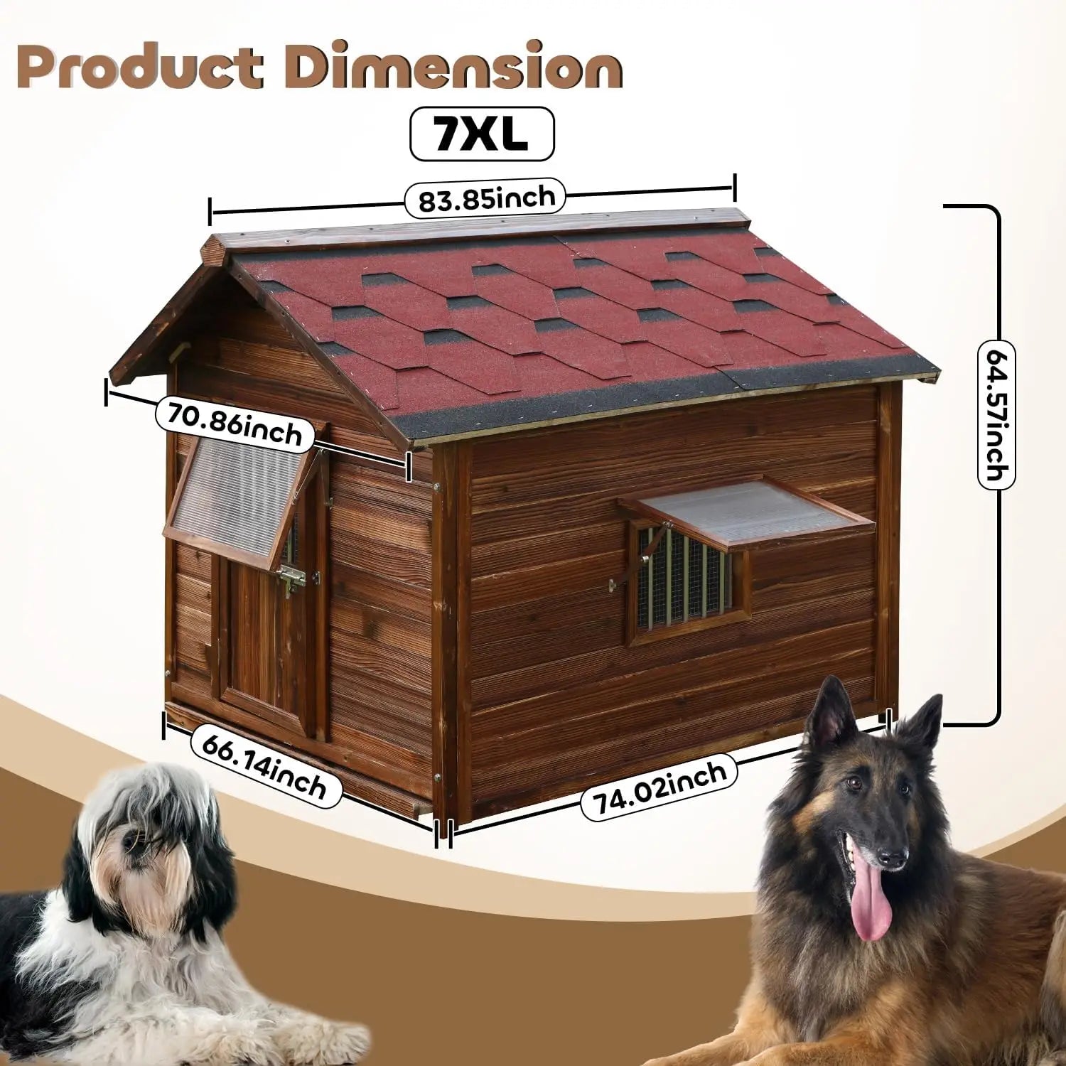 Large Outdoor Dog House – Weatherproof XXL Dog Kennel with Removable Floor & Roof, Insulated for Warmth