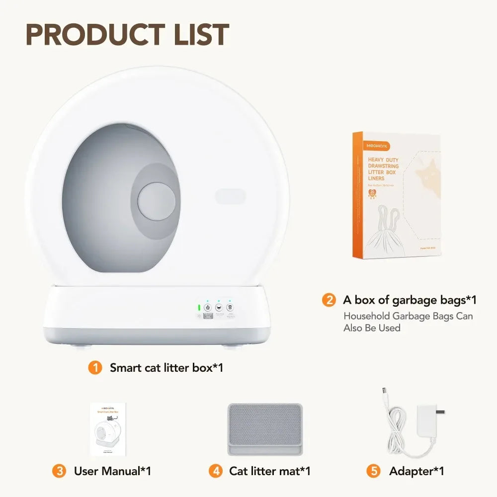 Modern Automatic Cat Litter Box – Self-Cleaning with App Control, Odor Isolation, Safety Sensors & Health Monitoring