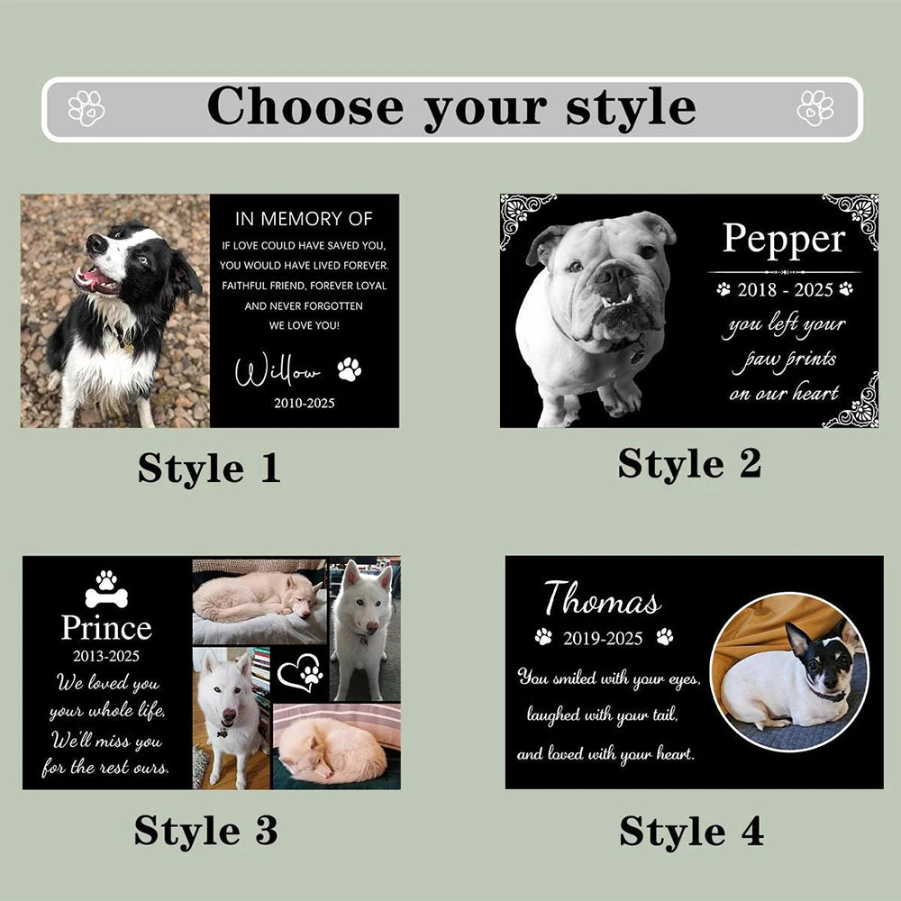 Personalized Pet Memorial Rectangular Stone Pet Grave Marker With Photo Custom Garden Stone Slate Tombstone Pet Memorial Gift