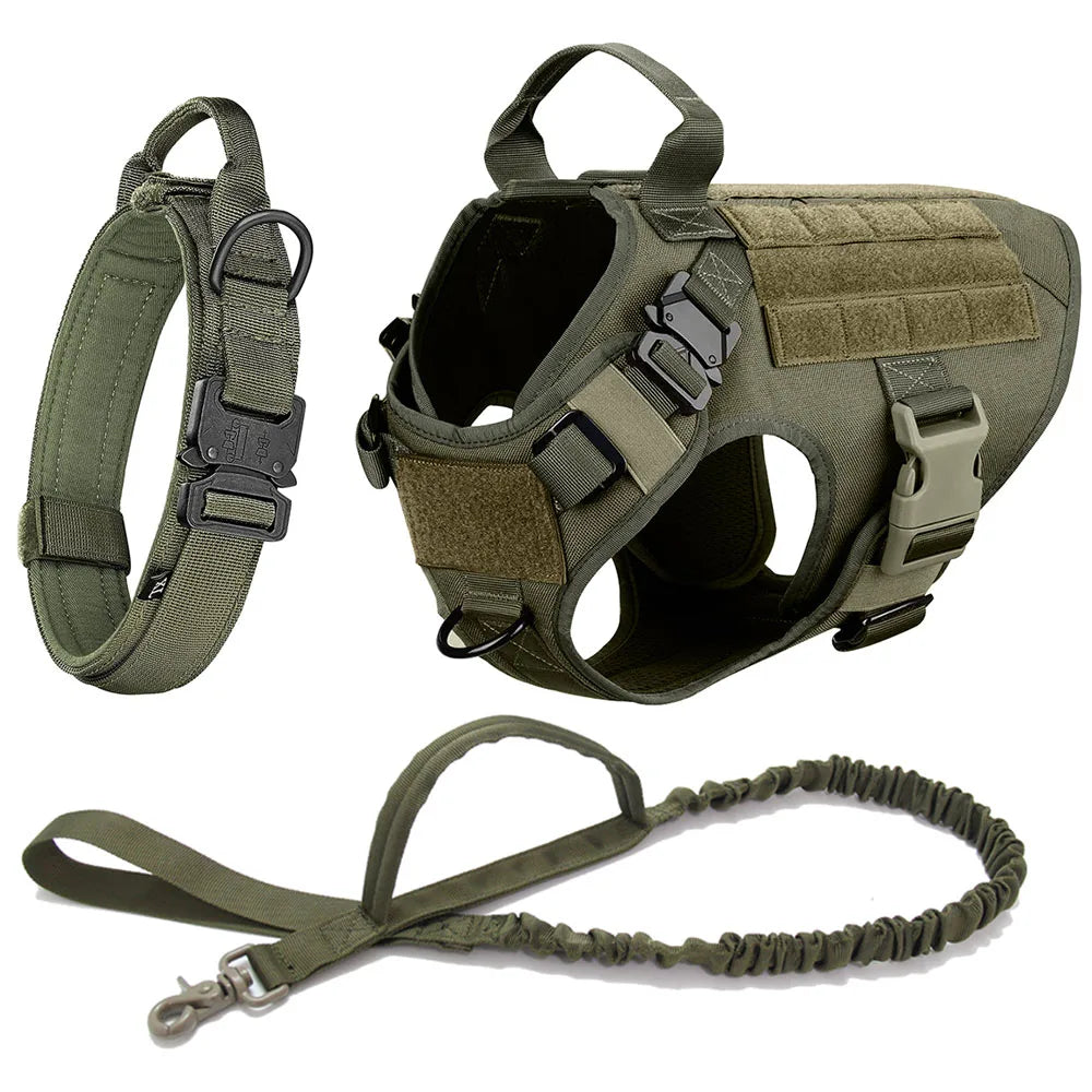 Tactical Dog Harness Set – Collar, Leash & Vest for Large and Small Dogs