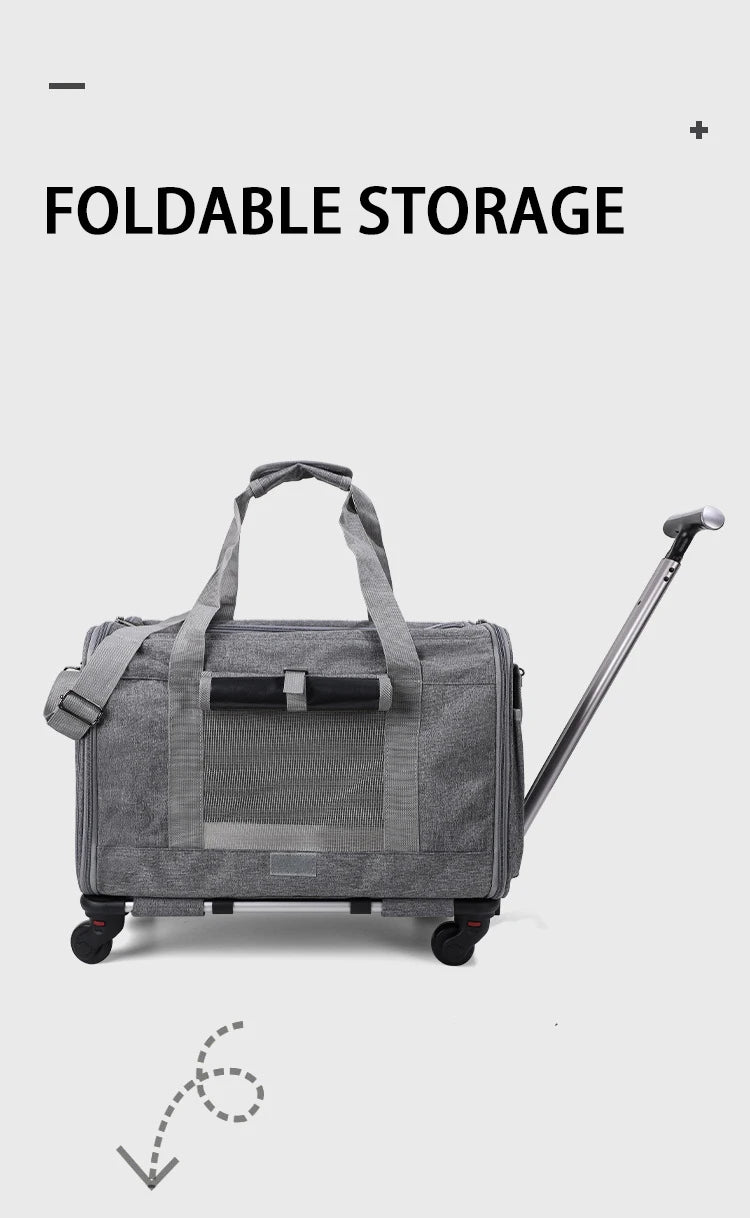 Rolling Pet Carrier – Airline Approved Travel Bag with Wheels for Dogs & Cats