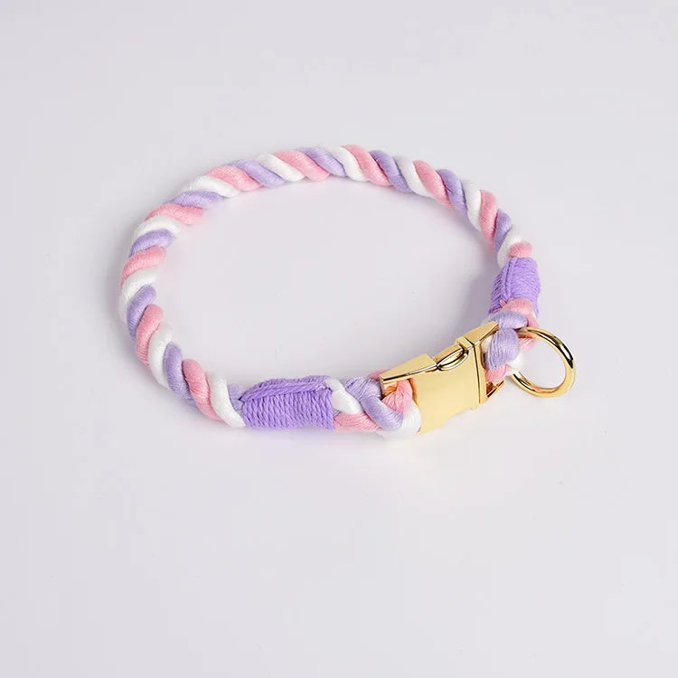 Hand-Woven Cotton Rope Dog Collar & Leash Set – Medium & Large Dogs