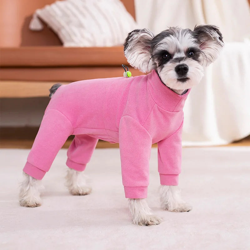 Winter Dog Pajamas – Soft Velvet Warm Jumpsuit for Small Dogs with High Neck