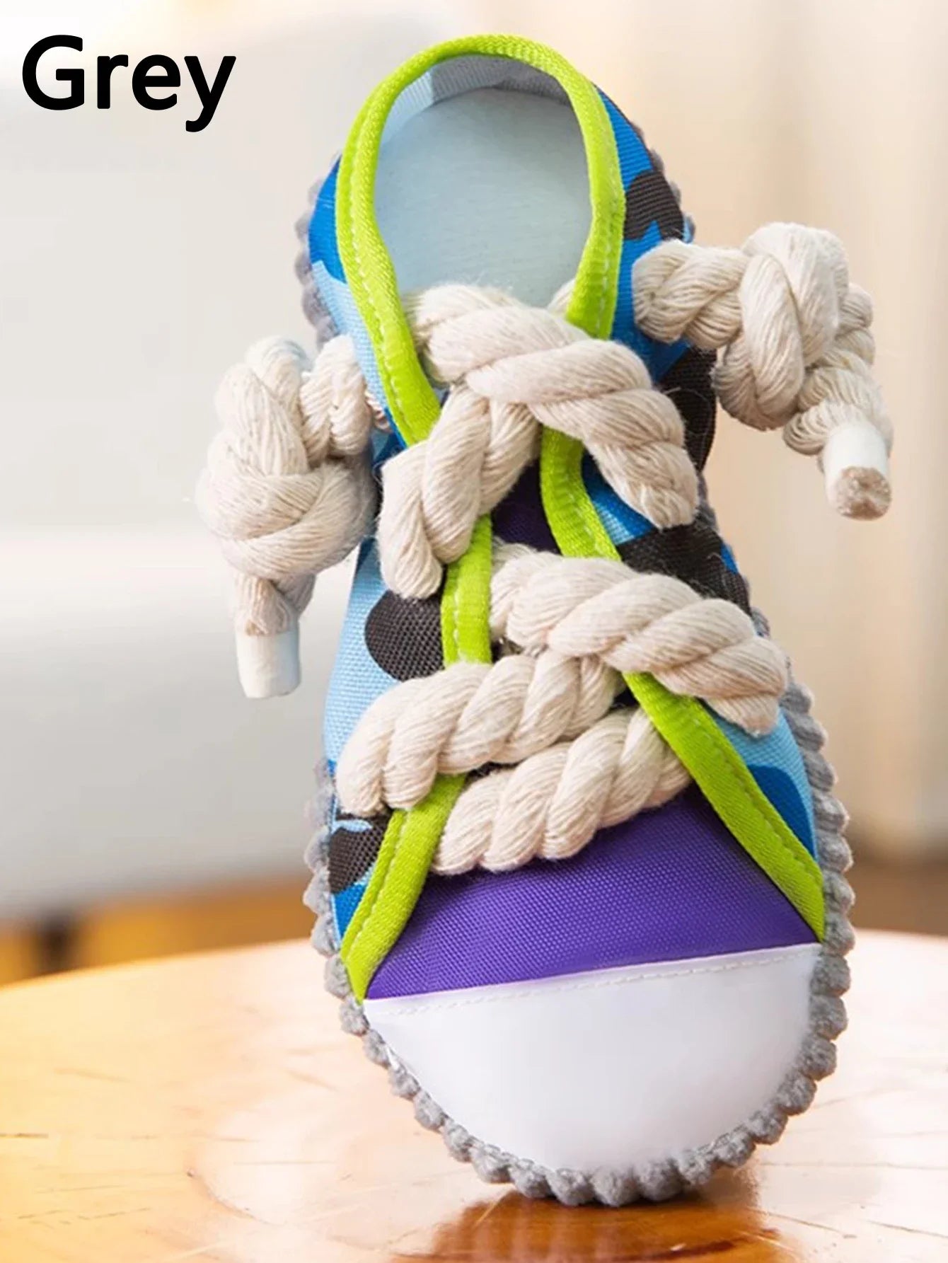 Sneaker-Shaped Dog Chew Toy – With Rope Knots & Squeaky Ball for Aggressive Chewers
