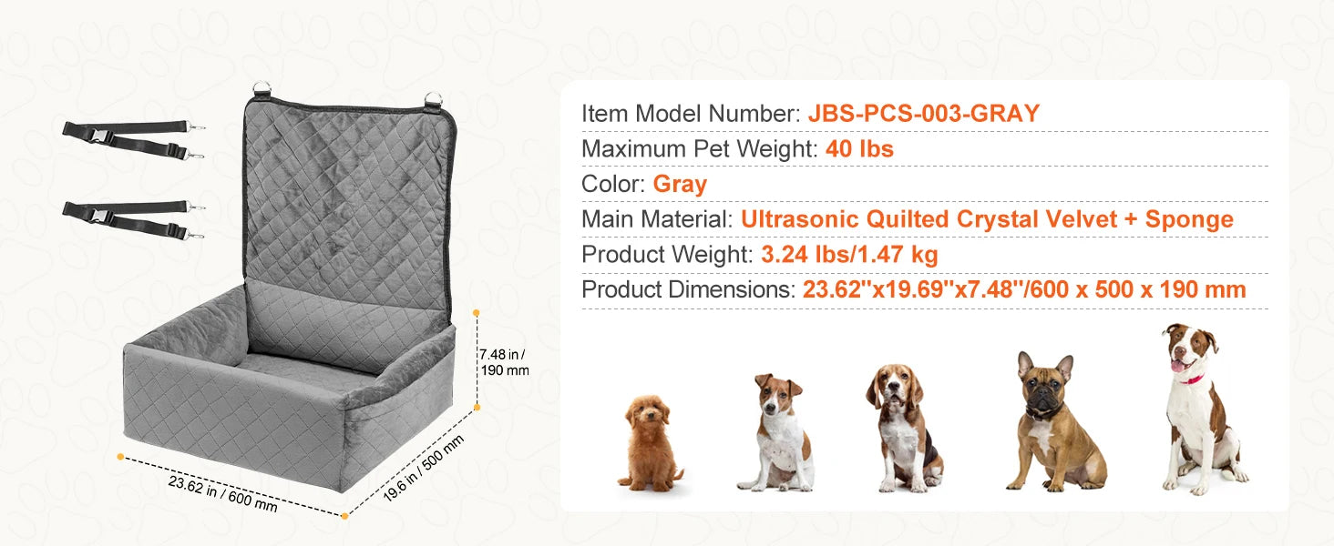 SucceBuy Dog Car Seat – Waterproof Booster Seat & Travel Bed for Medium & Large Dogs