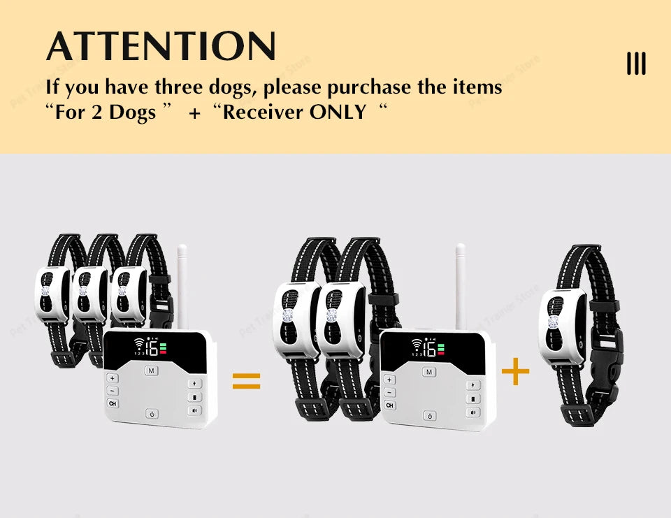 2-in-1 Wireless Dog Fence & Training Collar – Rechargeable Anti-Runaway System for Up to 3 Dogs